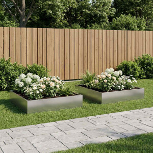 vidaXL Plantenbak 2 st zilver 80 x 80 x 20 cm Gegalvaniseerd staal