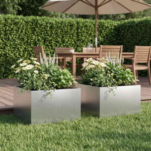 vidaXL Plantenbak 2 st zilver 40 x 40 x 30 cm Gegalvaniseerd staal