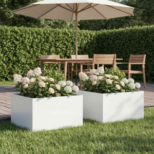 vidaXL Plantenbak 2 st Wit 60 x 60 x 30 cm Koudgewalst staal