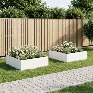 vidaXL Plantenbak 2 st Wit 100 x 100 x 30 cm Koudgewalst staal