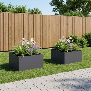 vidaXL Plantenbak 2 st Antraciet 60 x 60 x 40 cm Koudgewalst staal