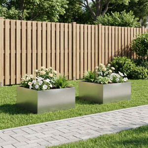 vidaXL Plantenbak 2 st zilver 80 x 80 x 40 cm Roestvrij staal