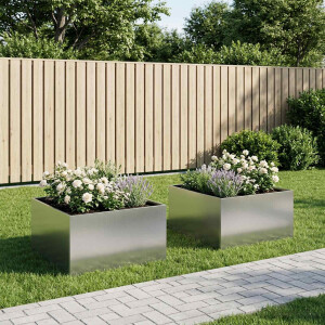 vidaXL Plantenbak 2 st zilver 80 x 80 x 40 cm Gegalvaniseerd staal
