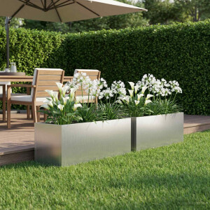 vidaXL Plantenbak 2 st zilver 40 x 20 x 20 cm Gegalvaniseerd staal