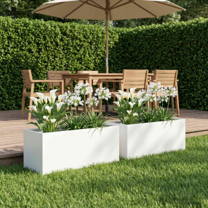 vidaXL Plantenbak 2 st Wit 60 x 20 x 20 cm Koudgewalst staal