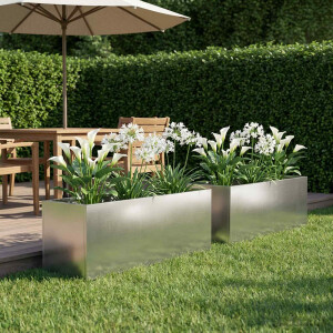 vidaXL Plantenbak 2 st zilver 60 x 20 x 20 cm Roestvrij staal