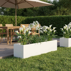 vidaXL Plantenbak Wit 80 x 20 x 20 cm Koudgewalst staal