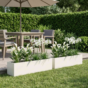vidaXL Plantenbak 2 st Wit 80 x 20 x 20 cm Koudgewalst staal
