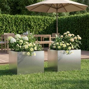 vidaXL Plantenbak 2 st zilver 40 x 30 x 30 cm Roestvrij staal