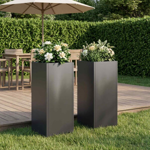 vidaXL Plantenbak 2 st Zwart 20 x 20 x 40 cm Koudgewalst staal