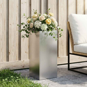 vidaXL Plantenbak zilver 20 x 20 x 50 cm Roestvrij staal