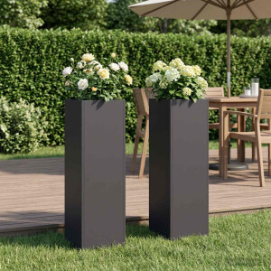 vidaXL Plantenbak 2 st Zwart 20 x 20 x 75 cm Koudgewalst staal