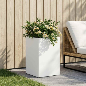 vidaXL Plantenbak Wit 30 x 30 x 50 cm Koudgewalst staal