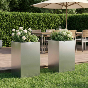 vidaXL Plantenbak 2 st zilver 30 x 30 x 50 cm Roestvrij staal