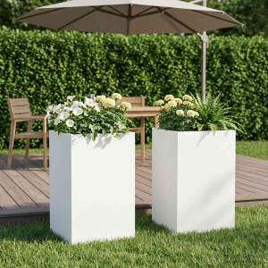 vidaXL Plantenbak 2 st Wit 40 x 40 x 50 cm Koudgewalst staal