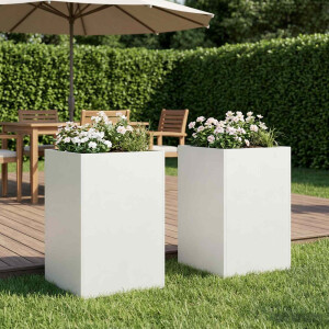 vidaXL Plantenbak 2 st Wit 50 x 50 x 75 cm Koudgewalst staal