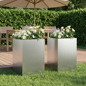 vidaXL Plantenbak 2 st zilver 50 x 50 x 75 cm Gegalvaniseerd staal