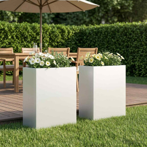 vidaXL Plantenbak 2 st Wit 40 x 20 x 50 cm Koudgewalst staal