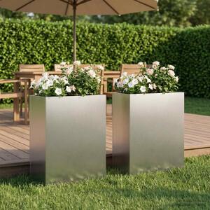 vidaXL Plantenbak 2 st zilver 40 x 20 x 50 cm Roestvrij staal