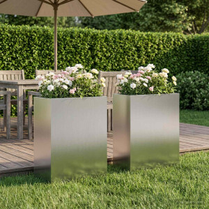 vidaXL Plantenbak 2 st zilver 40 x 20 x 50 cm Gegalvaniseerd staal
