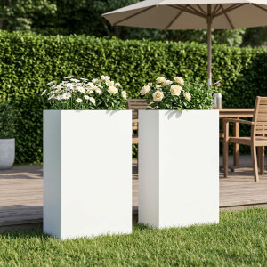 vidaXL Plantenbak 2 st Wit 40 x 20 x 75 cm Koudgewalst staal