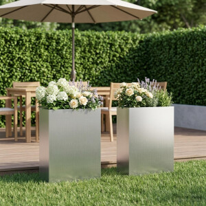 vidaXL Plantenbak 2 st zilver 50 x 20 x 75 cm Gegalvaniseerd staal