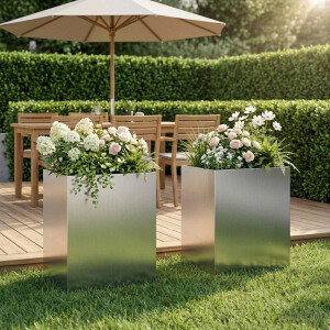 vidaXL Plantenbak 2 st zilver 40 x 30 x 40 cm Gegalvaniseerd staal