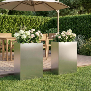 vidaXL Plantenbak 2 st zilver 40 x 30 x 75 cm Roestvrij staal