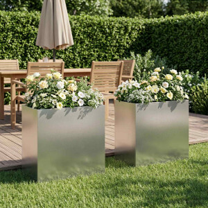 vidaXL Plantenbak 2 st zilver 50 x 30 x 50 cm Roestvrij staal