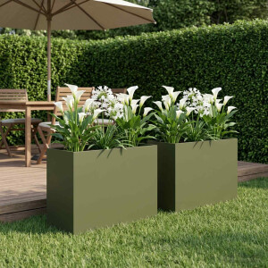 vidaXL Plantenbak 2 st Olijfgroen 60 x 30 x 40 cm Koudgewalst staal