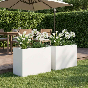 vidaXL Plantenbak 2 st Wit 60 x 30 x 50 cm Koudgewalst staal