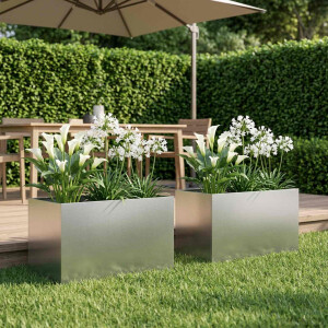 vidaXL Plantenbak 2 st zilver 60 x 40 x 40 cm Roestvrij staal
