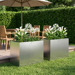 vidaXL Plantenbak 2 st zilver 60 x 40 x 50 cm Gegalvaniseerd staal