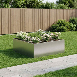 vidaXL Plantenbak zilver 100 x 100 x 40 cm Roestvrij staal
