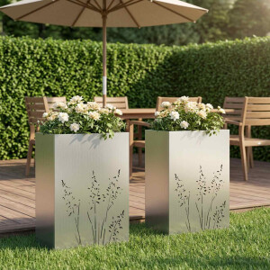 vidaXL Plantenbak 2 st zilver 50 x 30 x 75 cm Gegalvaniseerd staal