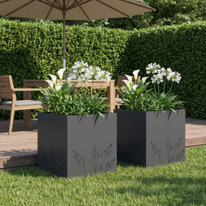 vidaXL Plantenbak 2 st Antraciet 50 x 50 x 49 cm Koudgewalst staal