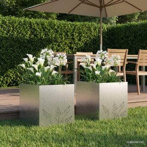 vidaXL Plantenbak 2 st zilver 50 x 50 x 49 cm Gegalvaniseerd staal