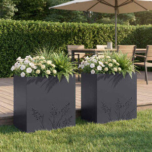 vidaXL Plantenbak 2 st Antraciet 50 x 30 x 49 cm Koudgewalst staal