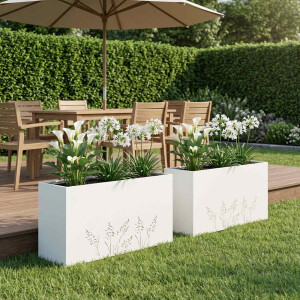 vidaXL Plantenbak 2 st Wit 100 x 20 x 49 cm Koudgewalst staal