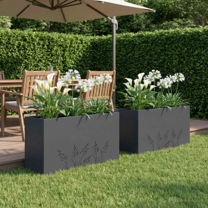 vidaXL Plantenbak 2 st Antraciet 100 x 20 x 49 cm Koudgewalst staal