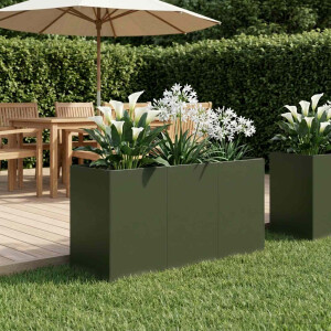 vidaXL Plantenbak Olijfgroen 120 x 40 x 60 cm Koudgewalst staal