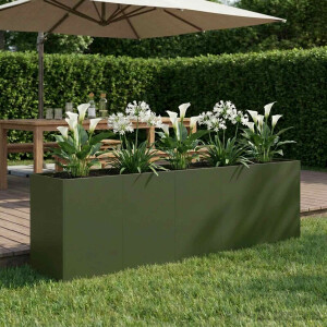 vidaXL Plantenbak Olijfgroen 200 x 40 x 60 cm Koudgewalst staal