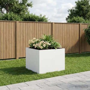 vidaXL Plantenbak Wit 80 x 80 x 60 cm Koudgewalst staal