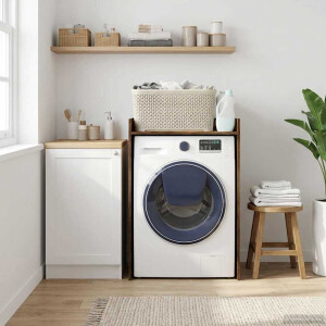 vidaXL Wasmachinekast Gerookt eiken 67,5 x 48 x 97 cm Bewerkt hout