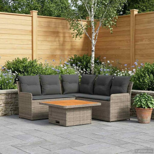 vidaXL Meubelsets met kussen 4 pcs Grijs en Donkergrijs PE Rattan