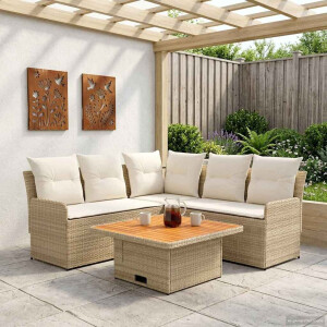 vidaXL Meubelsets met kussen 4 pcs Beige en Crème PE Rattan