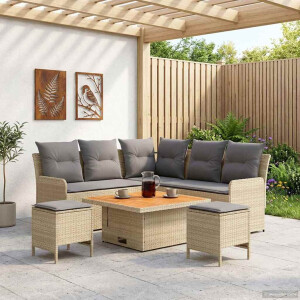 vidaXL Meubelsets met kussen 6 pcs Beige en Licht Grijs PE Rattan