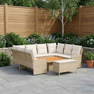 vidaXL Meubelsets met kussen 7 pcs Beige en Crème PE Rattan