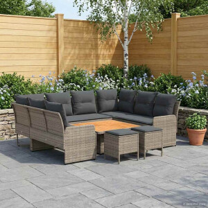 vidaXL Meubelsets met kussen 8 pcs Grijs en Donkergrijs PE Rattan