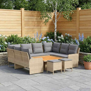 vidaXL Meubelsets met kussen 8 pcs Beige en Licht Grijs PE Rattan